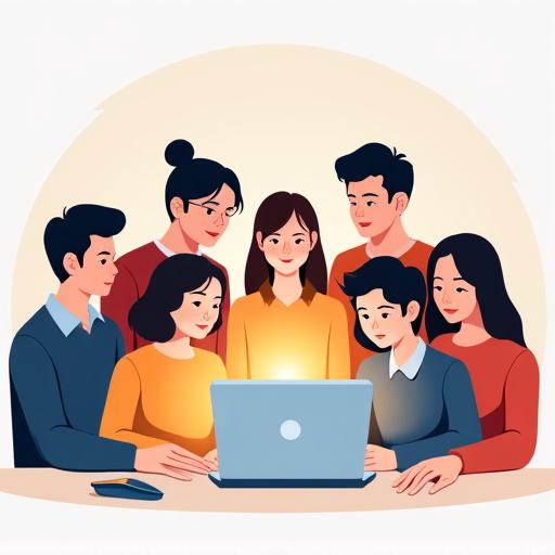 키보드와 모니터를 자신감 있게 사용하는 다양한 연령대의 사람들 일러스트레이션